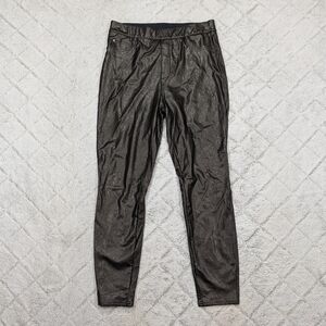 Spanx Pants Womens L Black Noir Leather Like Skinny Pull On Flex Moto Shaping